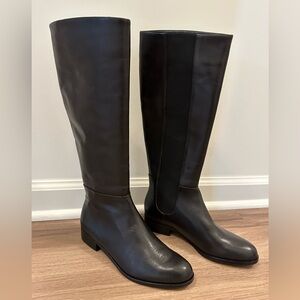NEW Brooks Brothers Women's Black Leather Boots Size 6.5